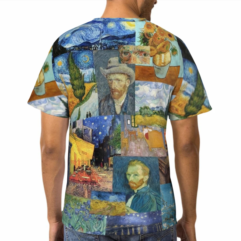 Vincent Van Gogh Paniting, Polyester Print Men T Shirt Outdoor Sports Quick-drying Clothes Casual T-Shirt Street Tees