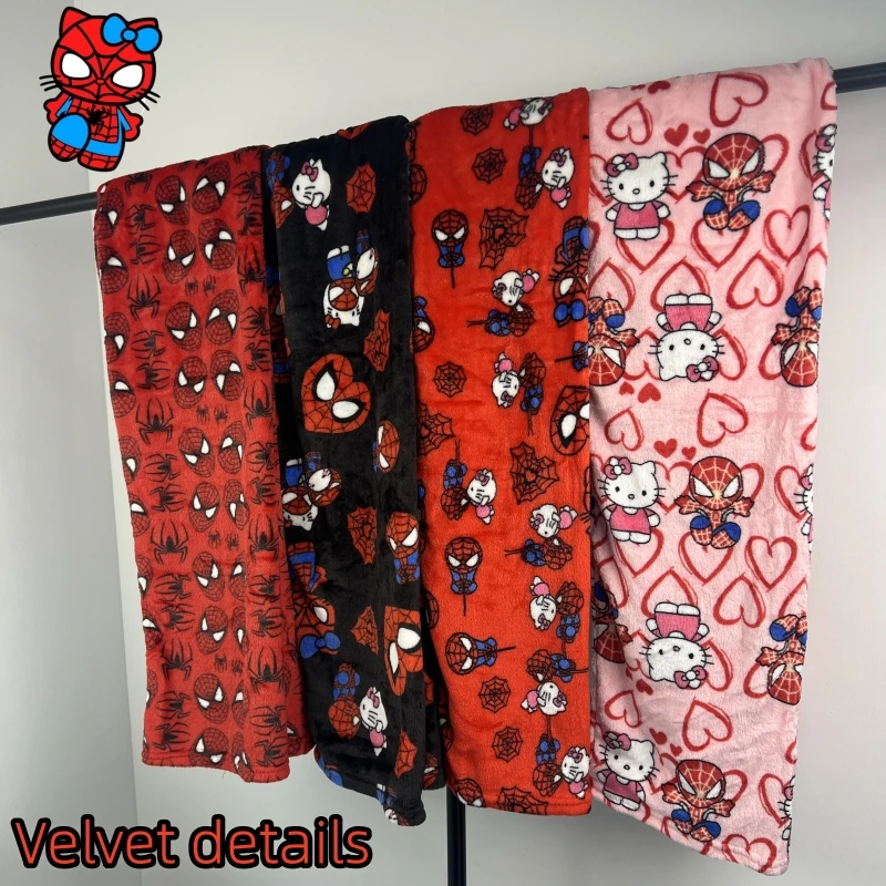 Pijamas sueltos de terciopelo de algodón, pijamas de Hello Kitty Spider-Man, pantalones largos, ropa informal para dormir con dibujos animados para hombres y mujeres, Halloween