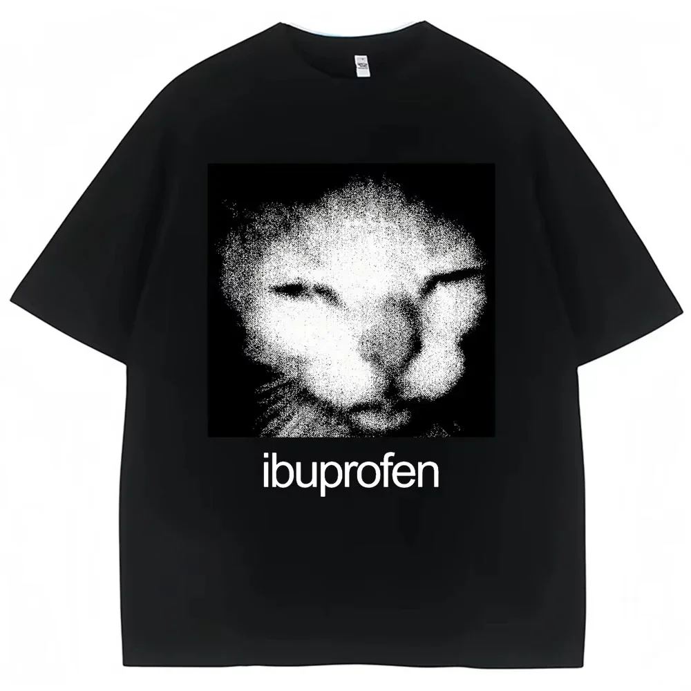 2026 Vintage Funny Ibuprofen Cat Meme Graphic T Shirt Women Humor Fashion T Shirts Oversized Casual Streetwear T-shirts Y2K top