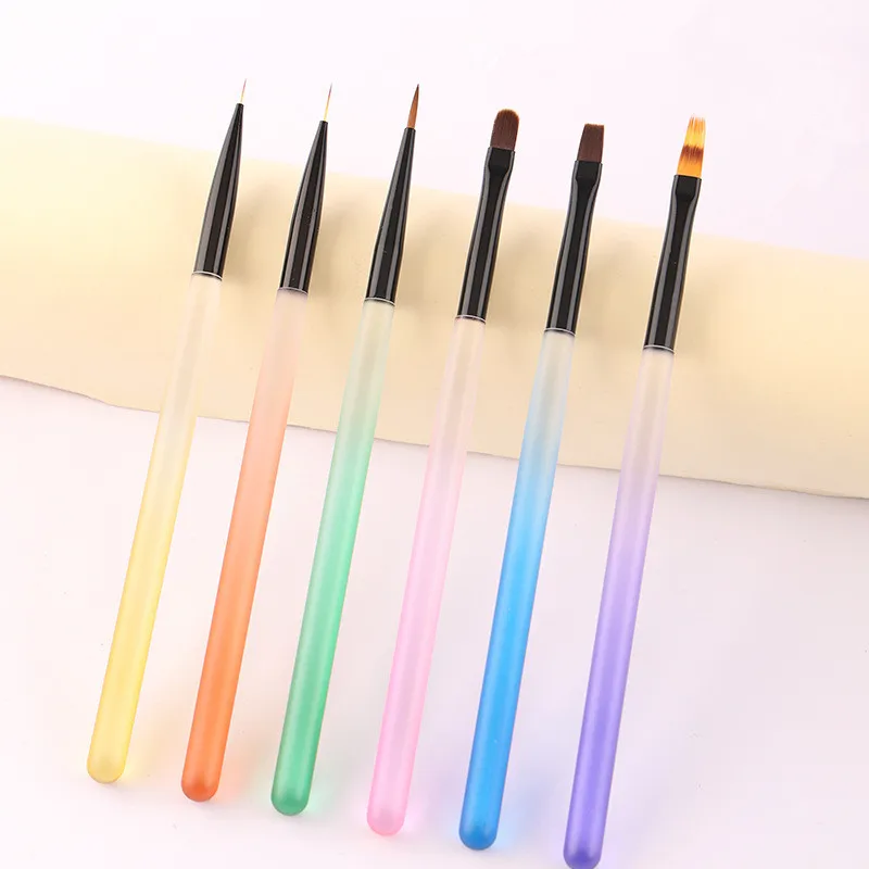 1/6PCS Nagel Pinsel 6Styie Nagel Liner Pinsel Nagel Malerei Stift Acryl UV Gel Pinsel Kristall Ombre maniküre Spachtel Poly Werkzeug