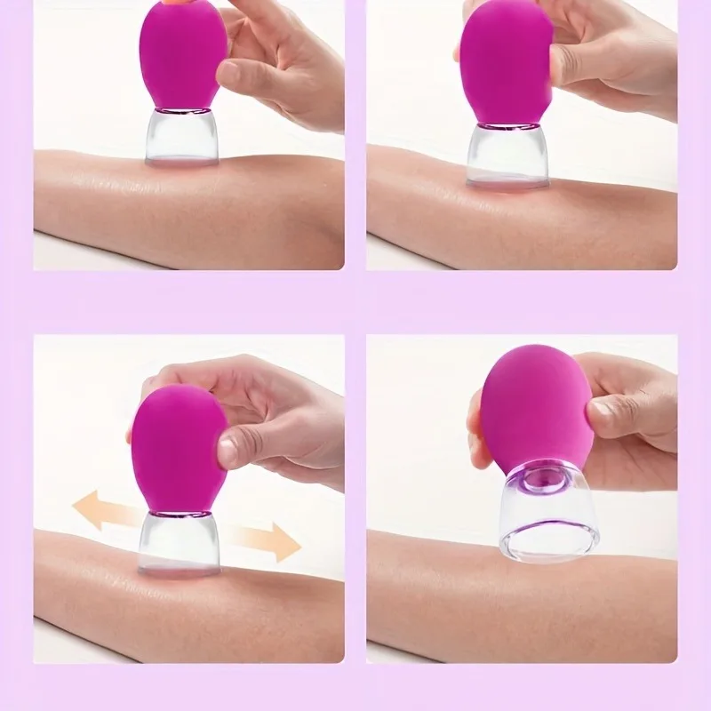 ミニシリコンフェイシャルマッサージカップ: 顔、体、目、頬用の取り外し可能なマッサージツール - アルコール不使用、電池不要