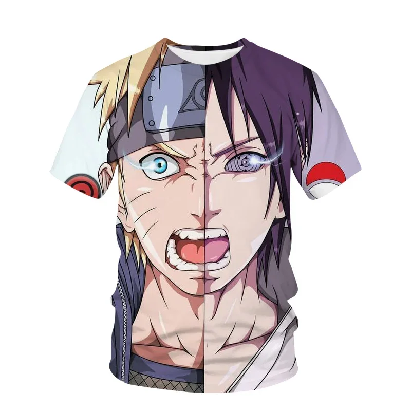 Naruto Boys Girls T-shirt Sasuke Men's T-shirt 3D Printing Shippuden Short-sleeved Anime Men's T-shirt Akatsuki Men's Clothing