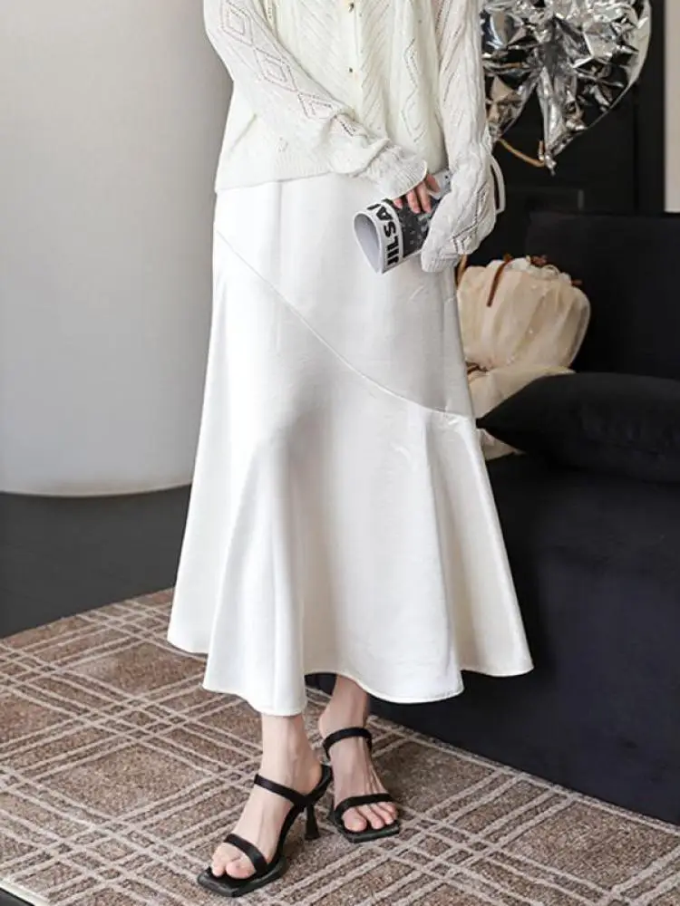 

Spring Summer Black White High Waist Ruffles Pleated Skirt Women Clothes French Vintage Purple Elegant Vacation Party Long Skirt