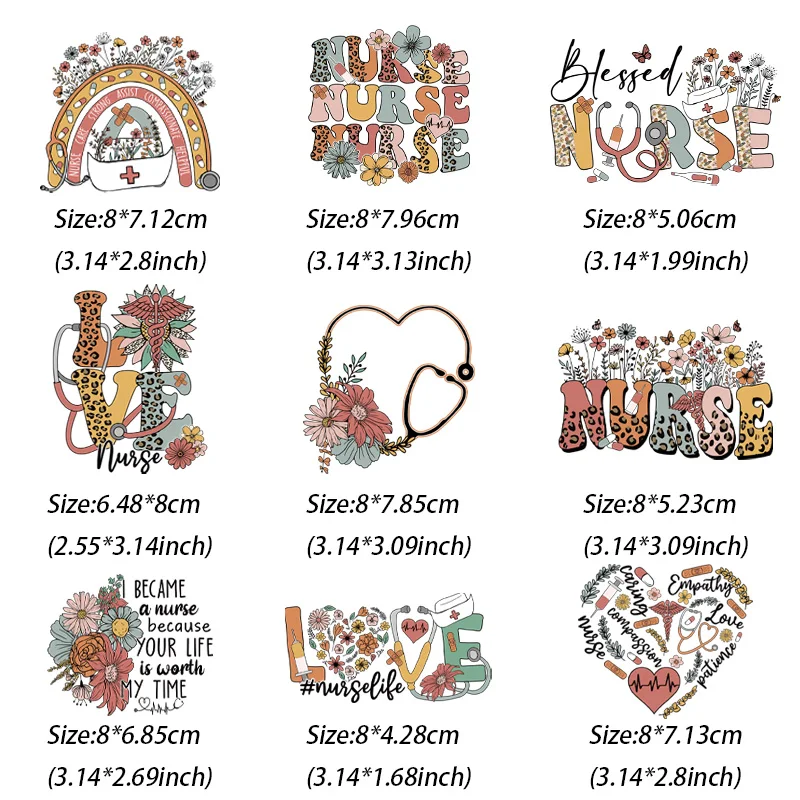 9 Stuk Dokter Verpleegkundige Alfabet Prachtige Cartoon Patronen Stickers Patches Handwerk Kleding Overdracht Diy Accessoire Overdracht