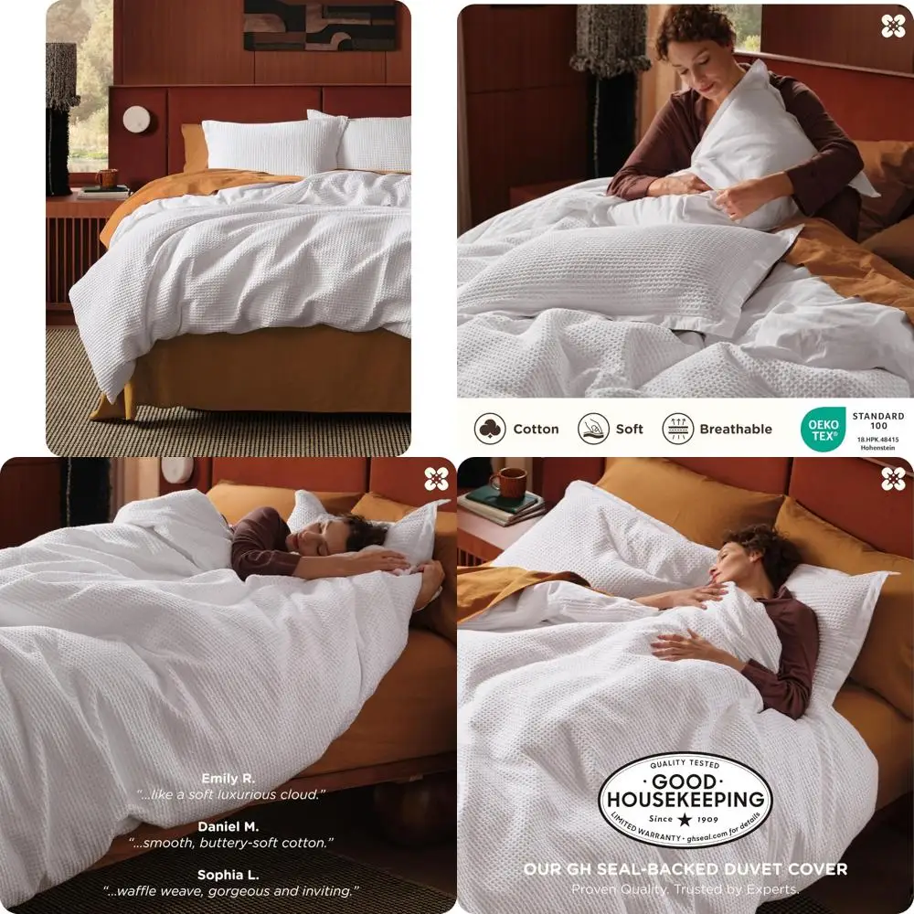 

Cotton Waffle Weave Duvet Cover Queen - 100% Cotton, Breathable, GentleSoft, Queen Size Bedding