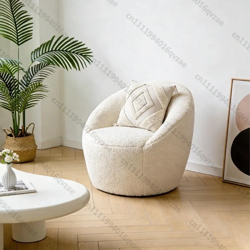 Customizable Modern Swivel Plush Armchair White Teddy Fur Outdoor Decorative Chair