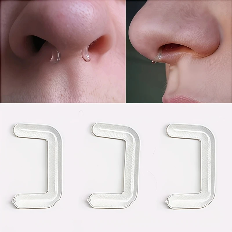 3pcs Clear Acrylic Nose Rings Invisible Anti-Clog Piercing Jewelry for Casual Minimalist Style Transparent Design Nose Jewelry