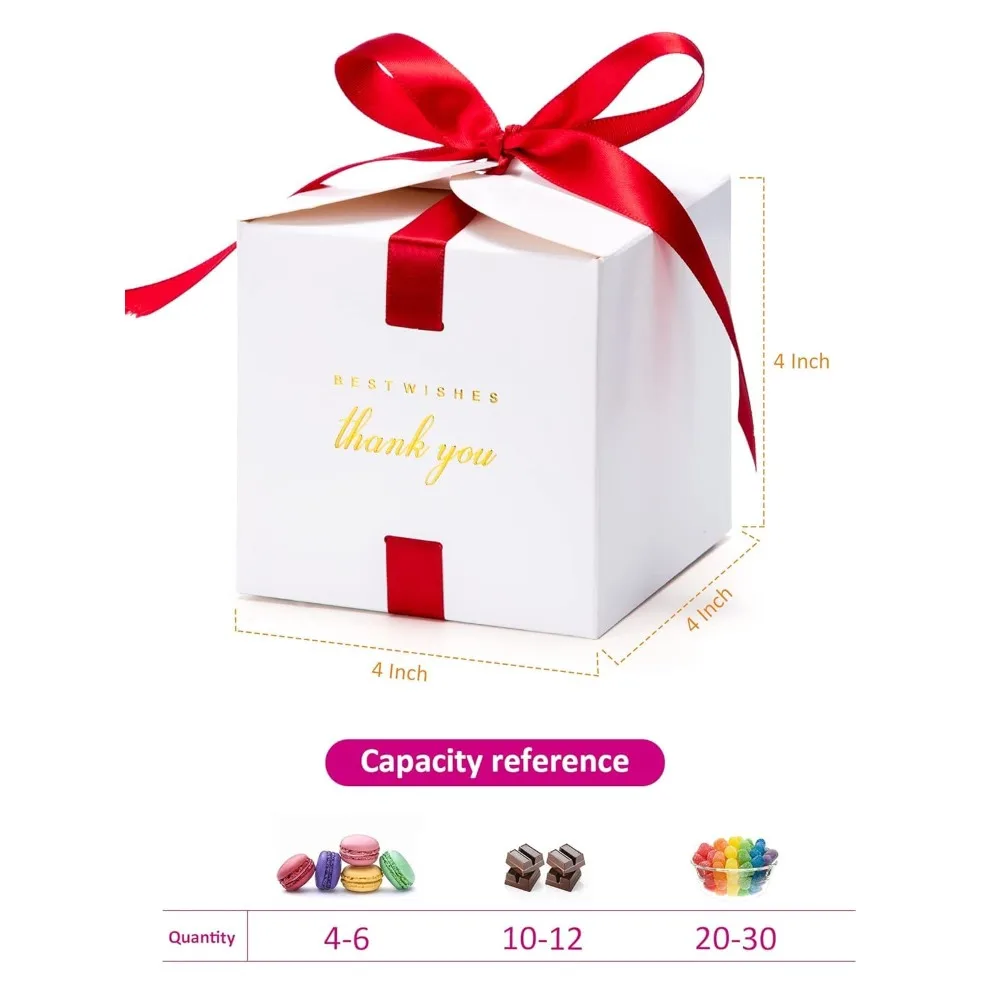 علب هدايا بيضاء صغيرة مع أغطية، 400 عبوة، 4 × 4 × 4 بوصة، مثالية لمواقد وصيفات العروس وهدايا الزفاف، وهدية شكرًا لك #2