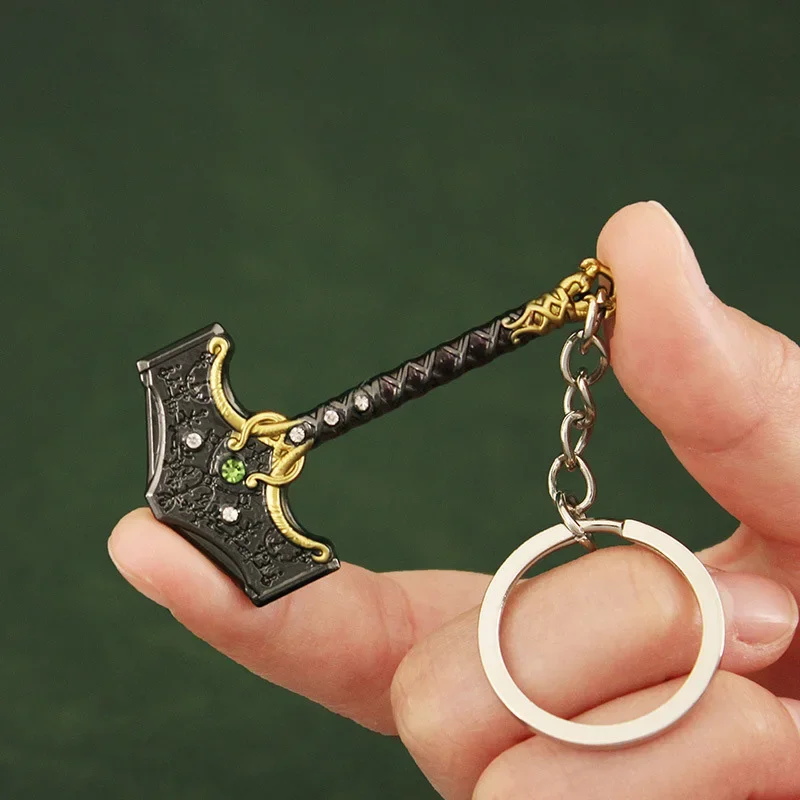 God of War Weapon The Hammer of Thor Keychain Kratos Blades of Chaos Game Weapon Knife Katana Sword Samurai Gifts Toys for Boys