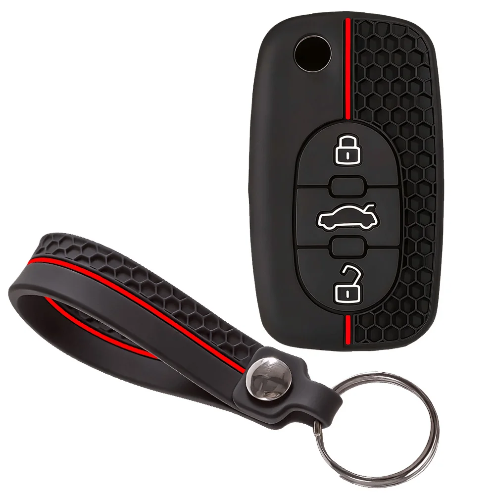 

Защитный чехол для ключей Audi A2 A3 S3 A4 S4 A6 S6 RS6 A8 TT, 3 кнопки, складной держатель для пульта, силиконовый чехол для автомобильного ключа-брелока