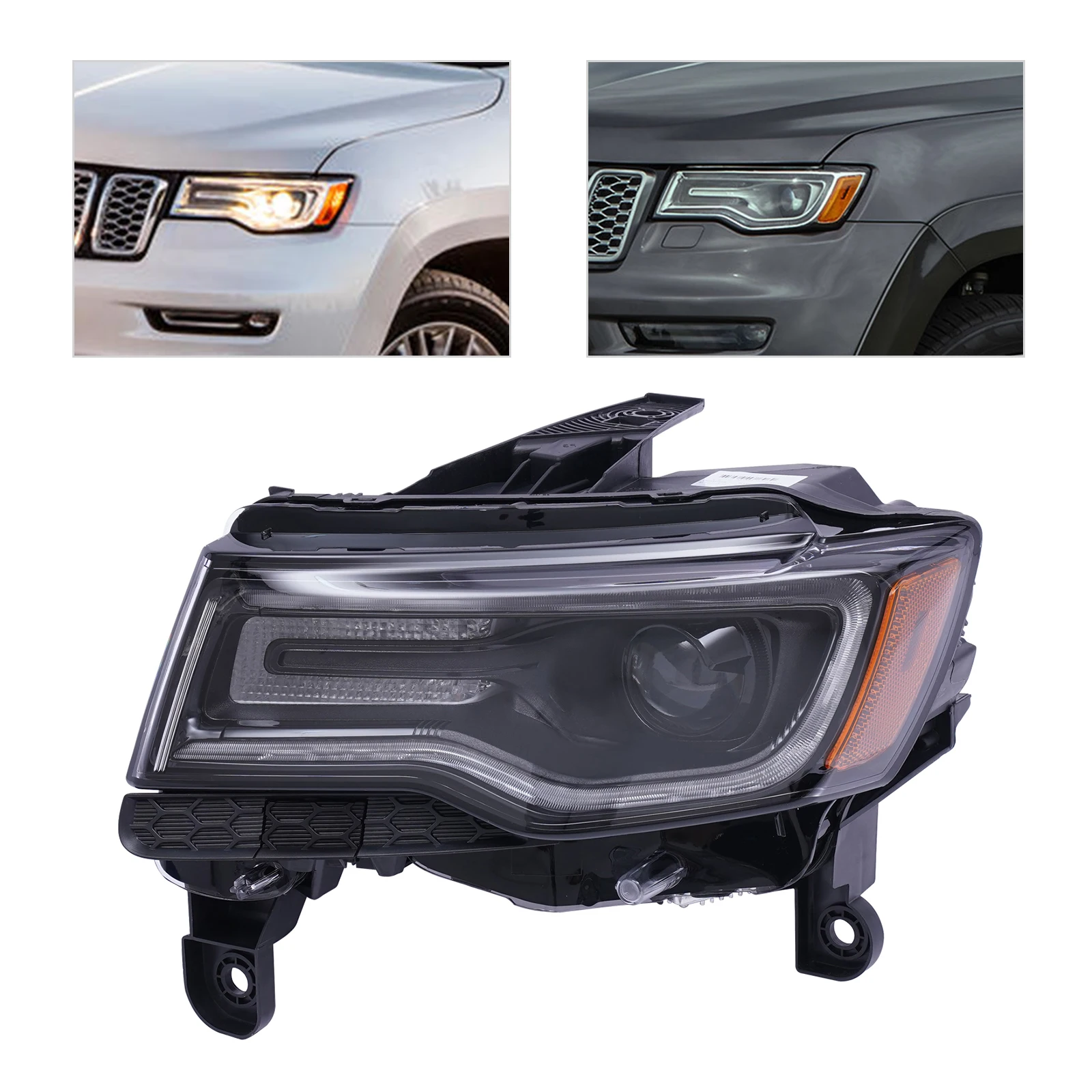 Left Side DRL Headlight, Driver Side Headlamp Assembly Fit for 2016-2021 Jeep Grand Cherokee, LH Headlight Assembly