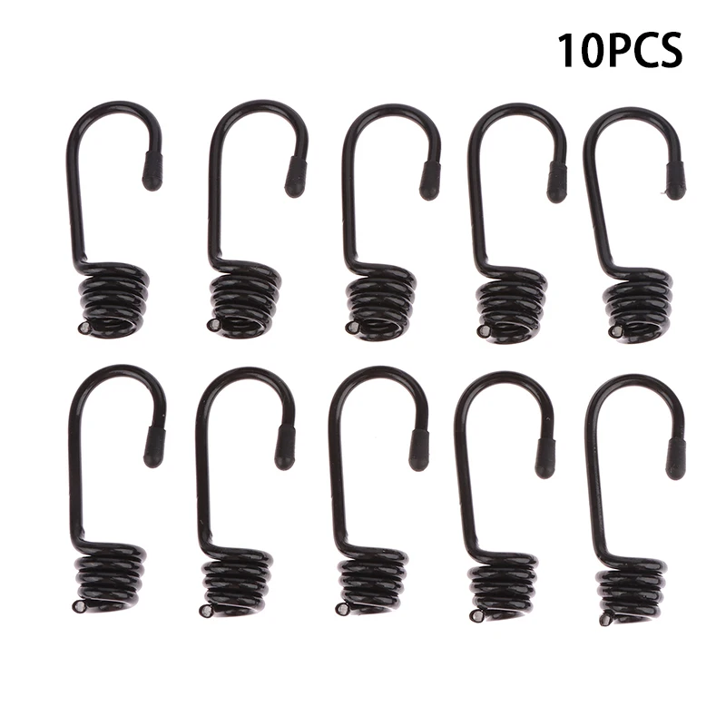 10 Pcs Bungee Elastic Rope Hooks Spiral Hooks For Tensioner Marine Shock Cord Luggage Straps Tarp Tie Downs Canopy Stretch