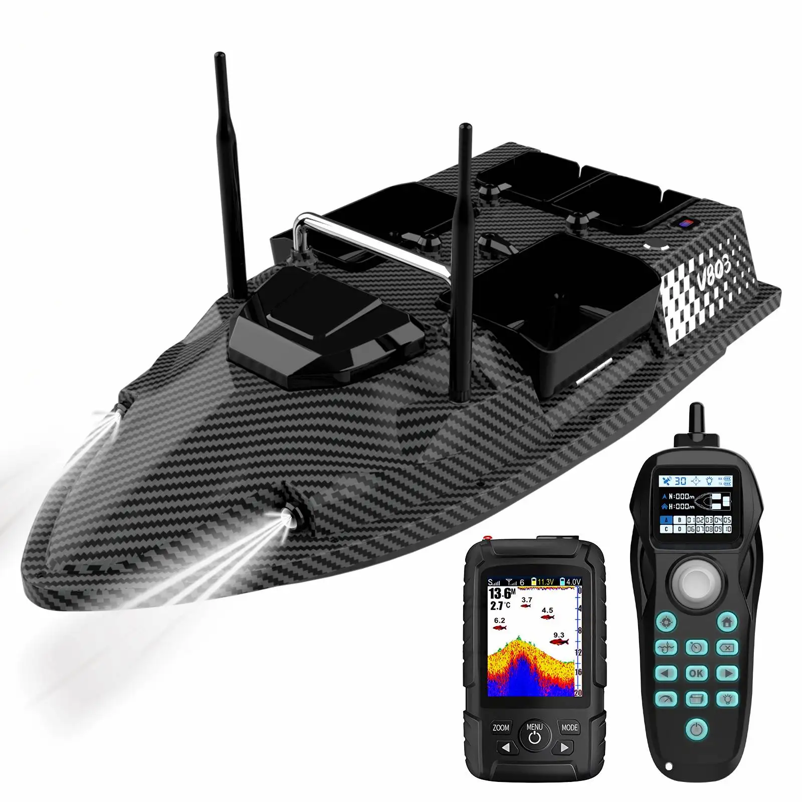 New V803 Pro 500m Built-in Sonar Fish Finder GPS Fishing Bait Boat 3KG Loading Capacity Remote Control Carp Fishing Boat