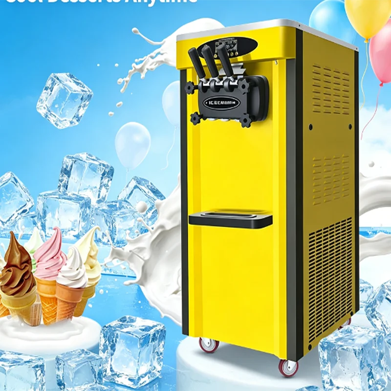 Three Flavor Standing Gelato & Soft Ice Cream Machine New with Ice Cream Powder & Water Compatibility 220V/110V