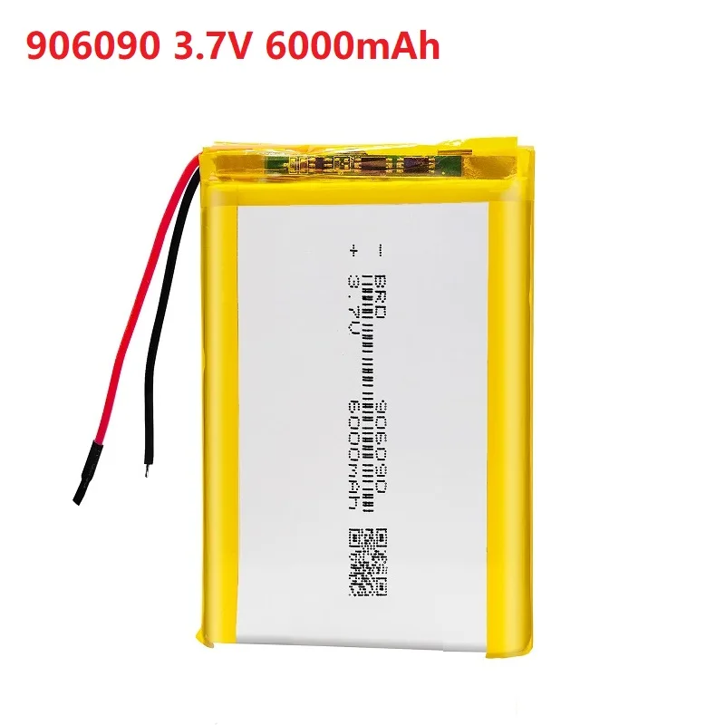 

906090 3.7V 6000mAh Lithium Polymer Rechargeable Battery Lipo Li ion Cell For GPS Power Bank LED Lamp E-book Tablet PC Purifier