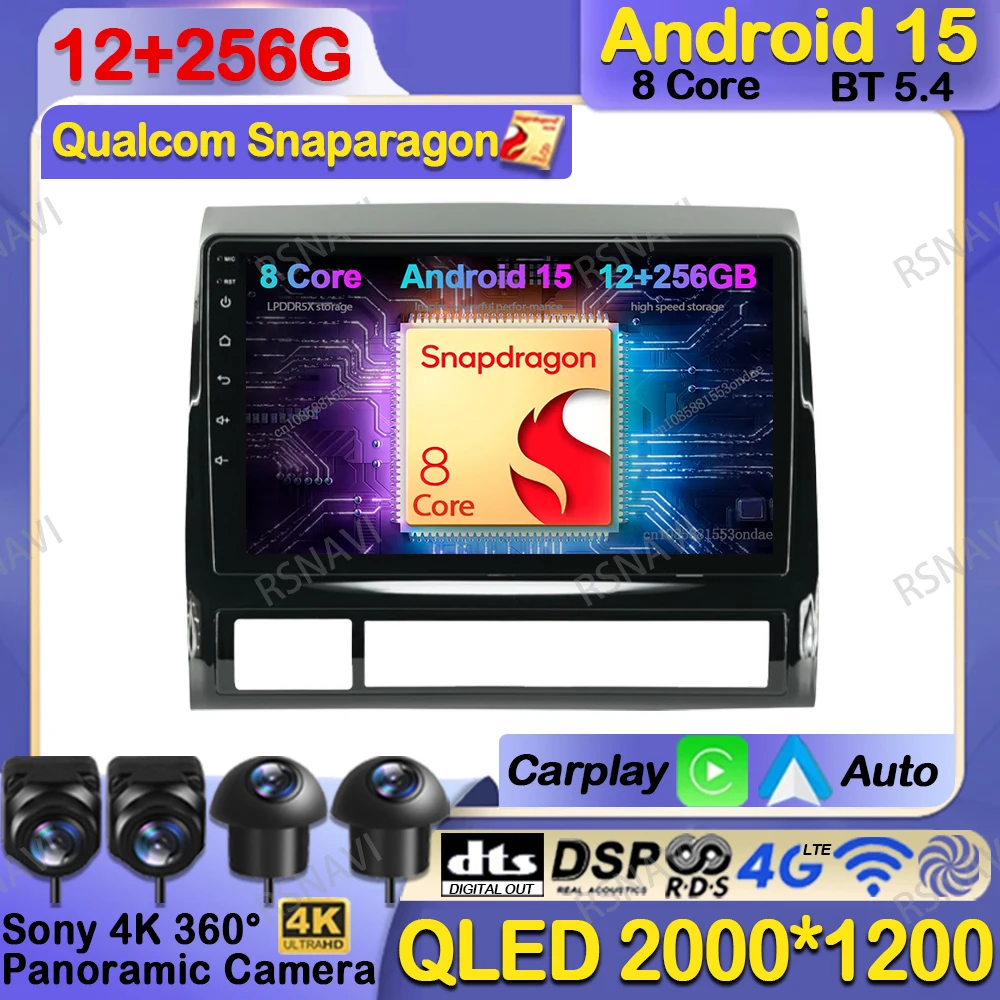 

Android 15 Car Radio For Toyota Tacoma 2 Hilux 2005-2013 4G LTE Wireless Carplay Auto Navigation Qualcomm DVD QLED GPS DSP BT