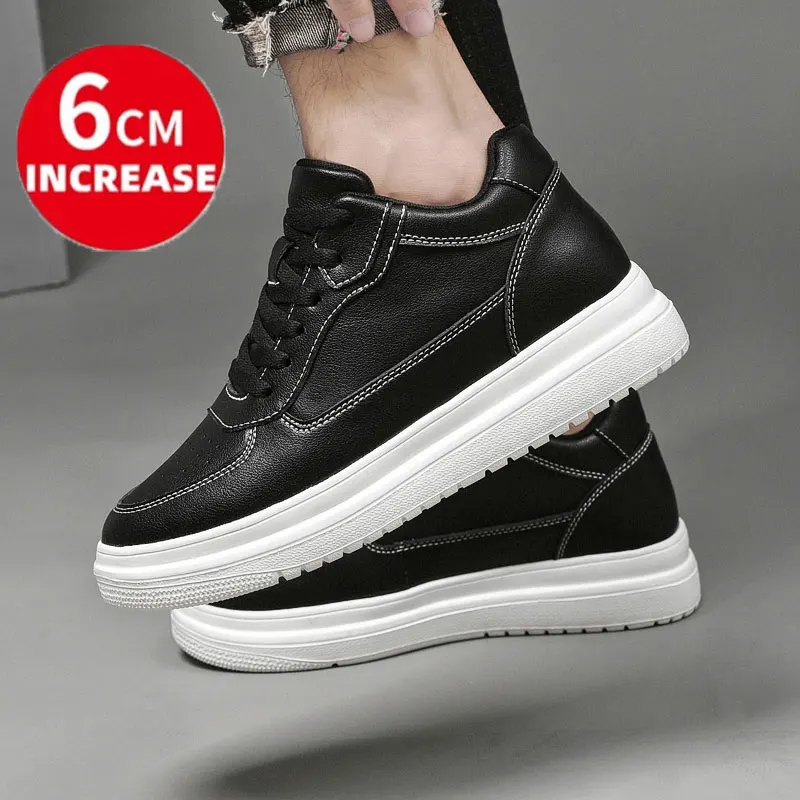 Echt leder erhöhen Aufzug Schuhe Höhe erhöhen Schuhe Männer Höhe Einlegesohle 6cm Männer Turnschuhe Sport Zapatos Para Hombre