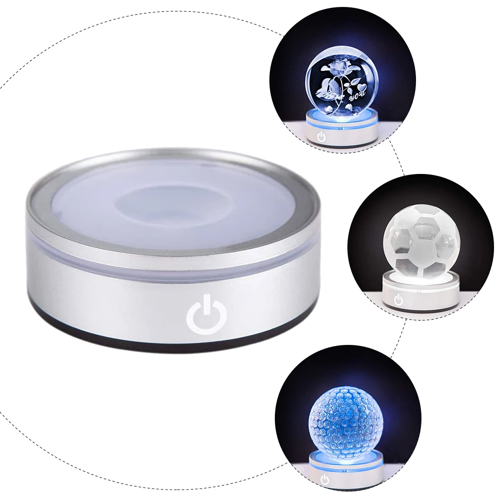 

Crystal Lamp LED Light Base Night Table Lampholder Durable Lamp Base Desk Display Round Shape Touch Sensor