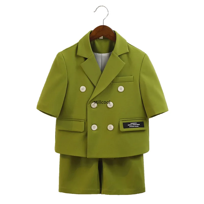 Suit for Boys Summer New Handsome Casual Kids Birthday Blazer Set 2 To 12 Years Children School Group Piano Performance Costumes