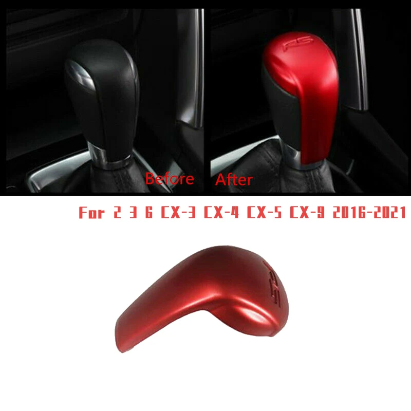 Red Car Gear Shift Knob Cover Gear Head Case Trim for Mazda 2 3 6 CX-3 CX-4 CX-5 CX-9 2016-2021