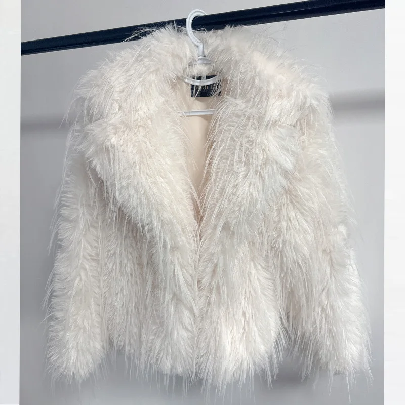Luxury Brand Fluff Short Solid Color Faux Fur Coat Women Fall Winter New Design Sense Fringe Fur New Suit