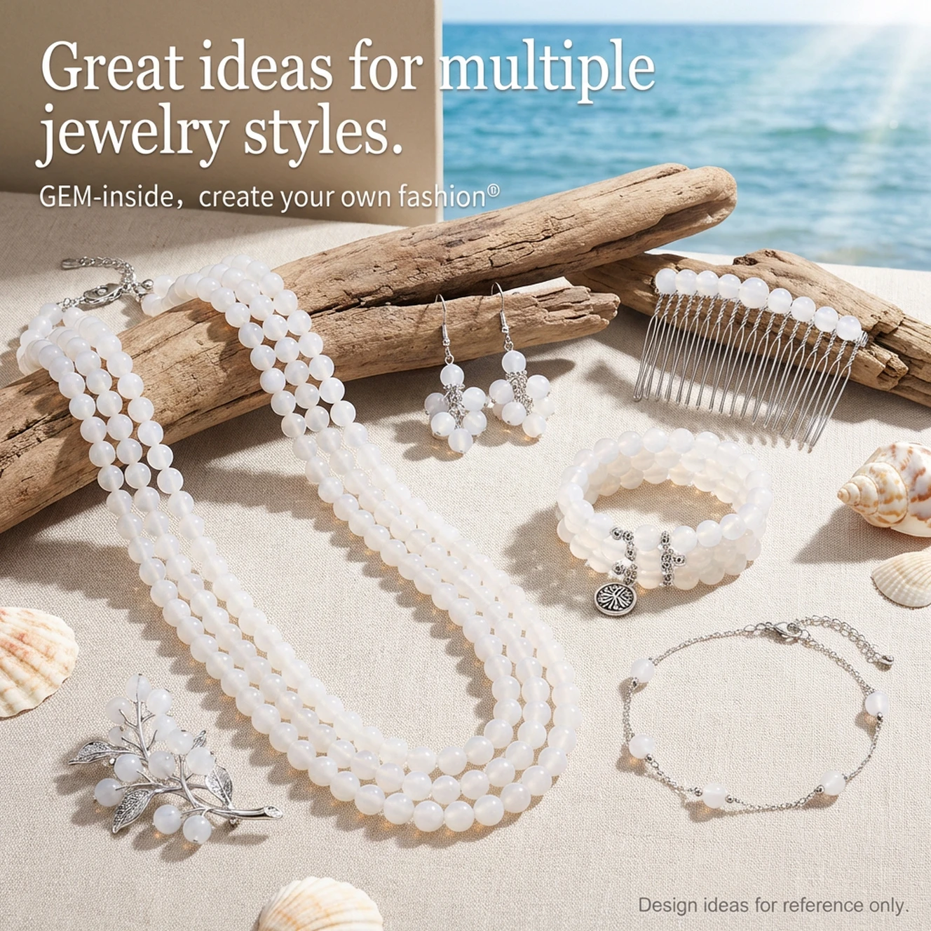 Natural Stone White Agates Round Bead For Jewelry Making Strand 15 Inch DIY Bracelet Necklace Jewelry Loose Beads 6mm 8mm 10mm