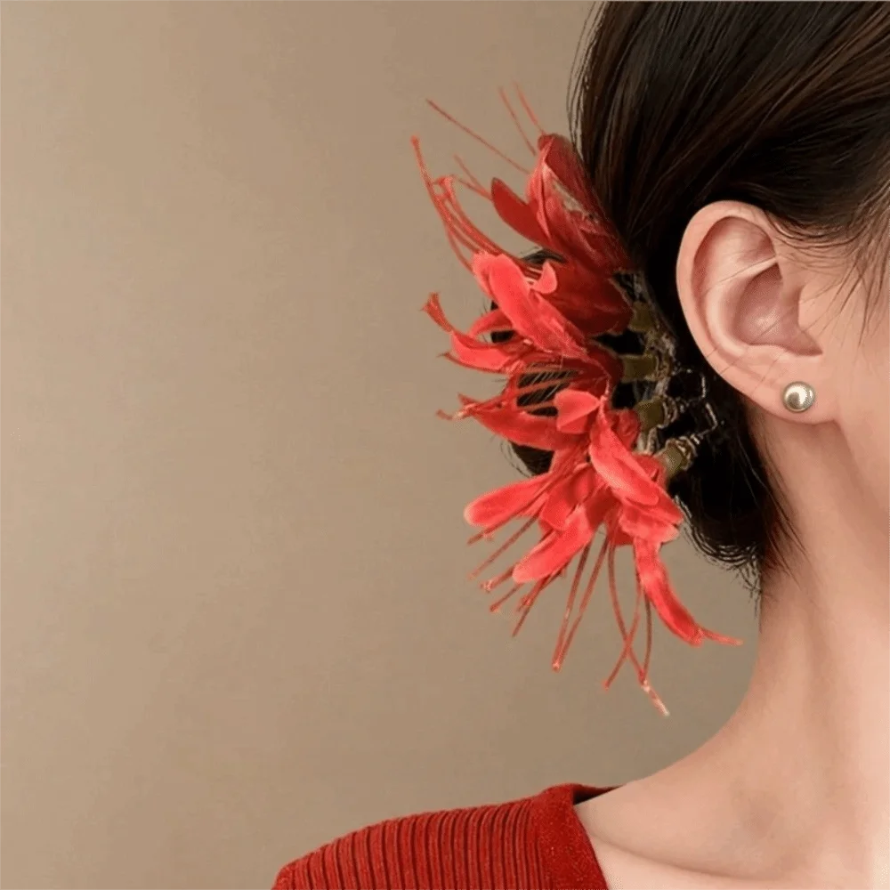 

Sweet Large Flower Hair Stick Fairy Bohemian Simulation Flower Hairpins Solid Color Bohemian Style Thai Hair Fork Bridesmaid