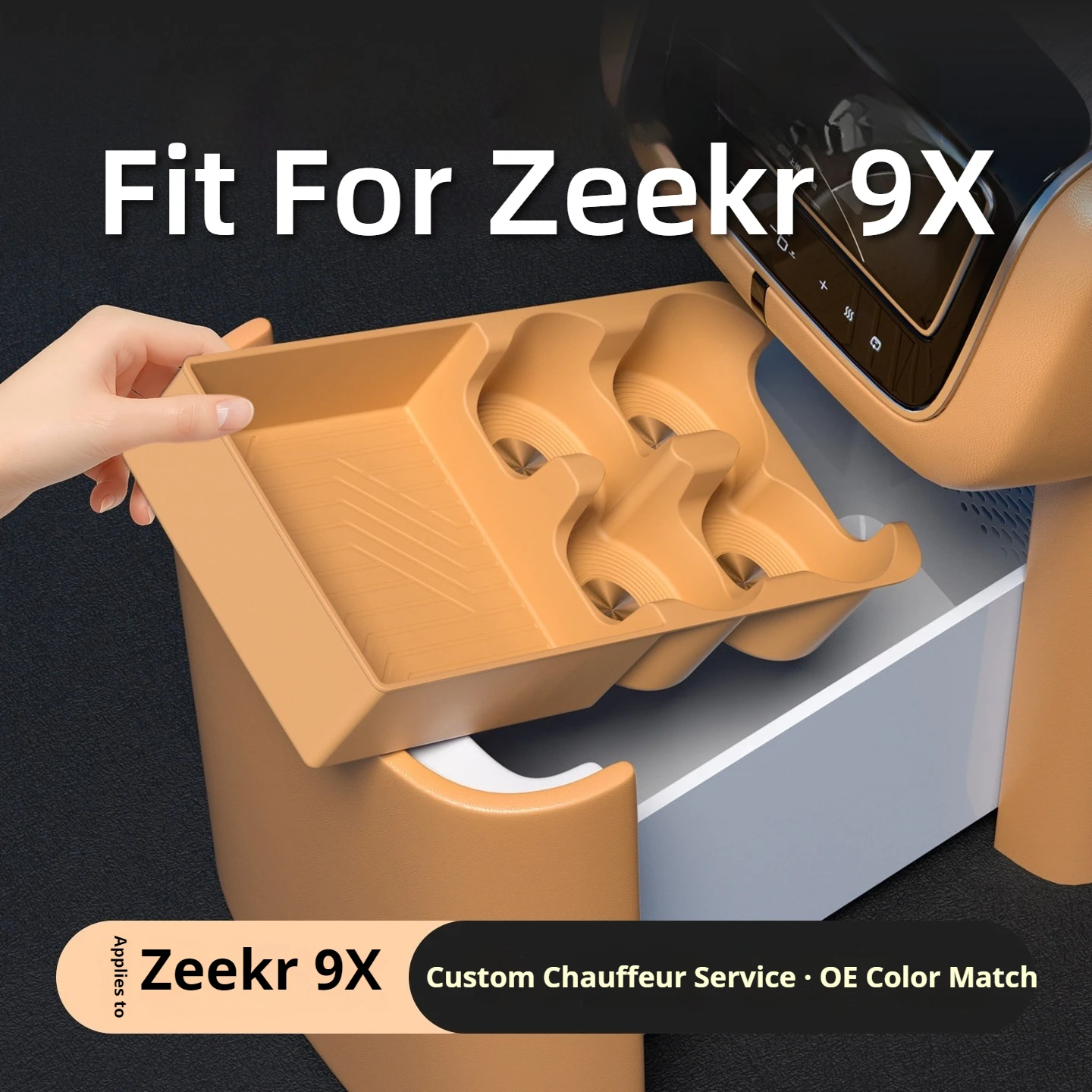 Fit For Zeekr 9X Car Rear Refrigerator Silicone Pad Central Control Water Cup Holder Pad Storage Box Interior Modification