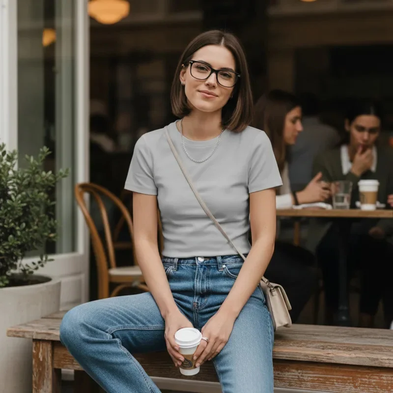 

Women's Solid Color Crop T Shirt Slim Fit Short Sleeve Crew Neck Basic Tee Summer Casual Minimalist Top Streetwear Going Out Y2K