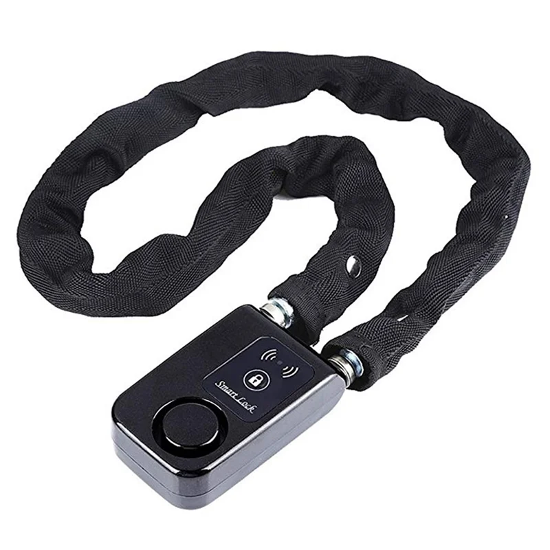 B63B-Bluetooth Smart Chain Lock With Anti Theft Alarm 110Db Keyless Lock For Bike/Motorcycle Gate/Door Phone APP Control Black