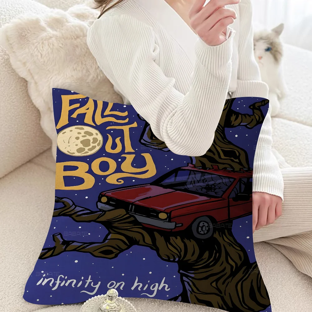 F-Fall Out B-Boy Band Pillow Covers Cartoon Sofa Decorative Home Double-sided Printing Short Plush Cute Cushion Cover