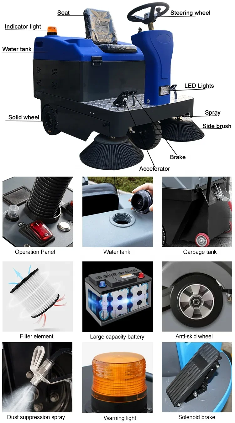 YG Customized Commercial Industrial Ride-on Floor Sweeper Electric Road Floor Sweeper Cleaning Machine For Street