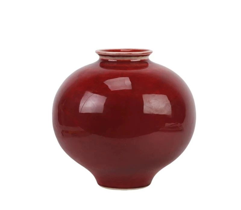 Red glaze vase, living room entrance, red porcelain vase, homestay hydroponic flower arrangement
