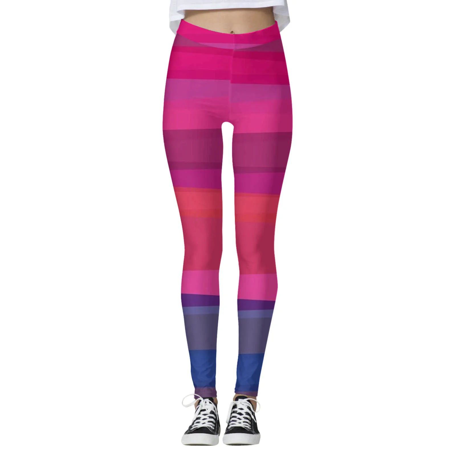 

Mixed Colors Stripe Leggings Women Colorful Sexy Elastic High Waist Leggings Pants Slim Fitness Spring Summer Pencil Leggings