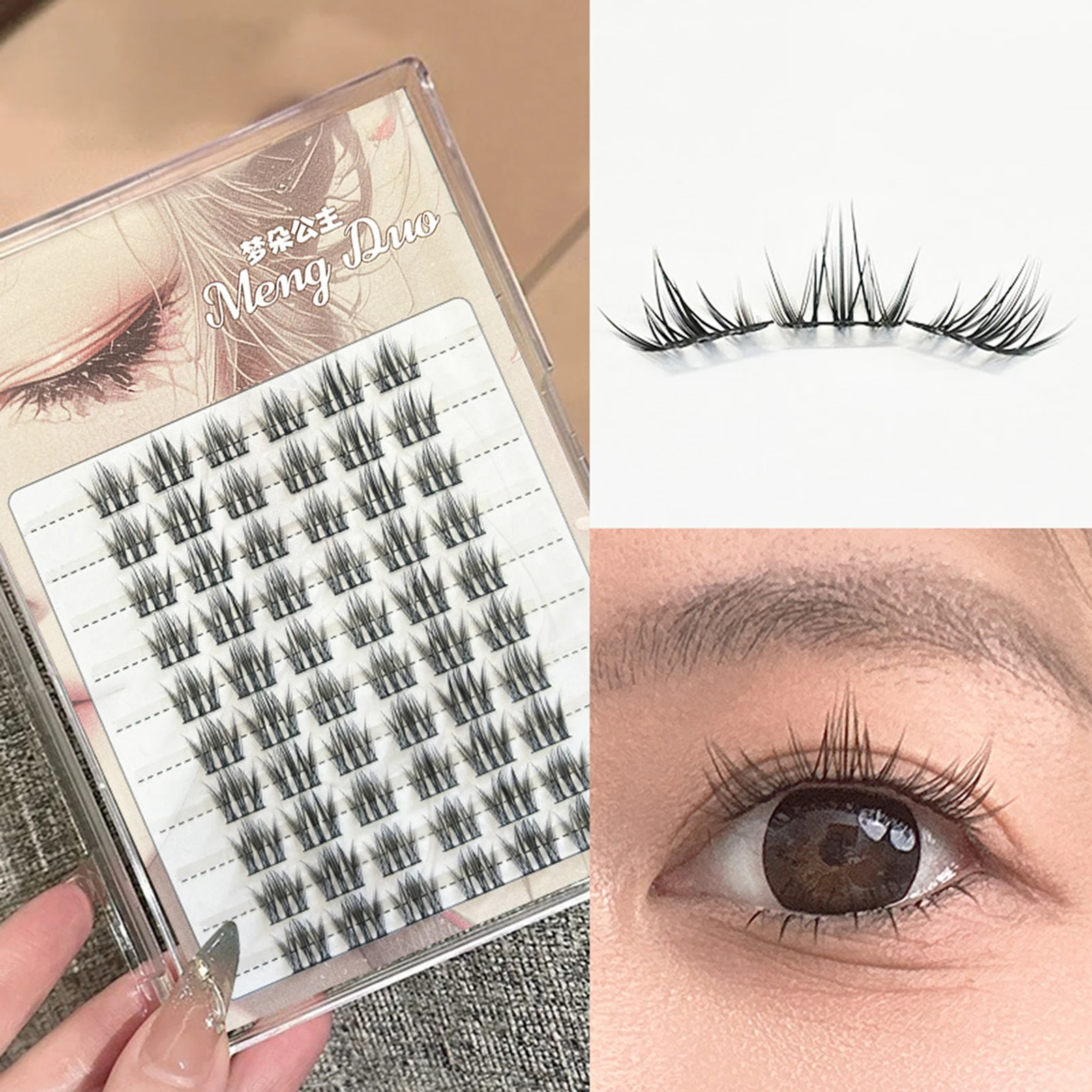 10 rangées de faux cils segmentés bande dessinée moelleux aspect naturel Extension de cils bande mince grappes de cils vaporeux outil de maquillage quotidien