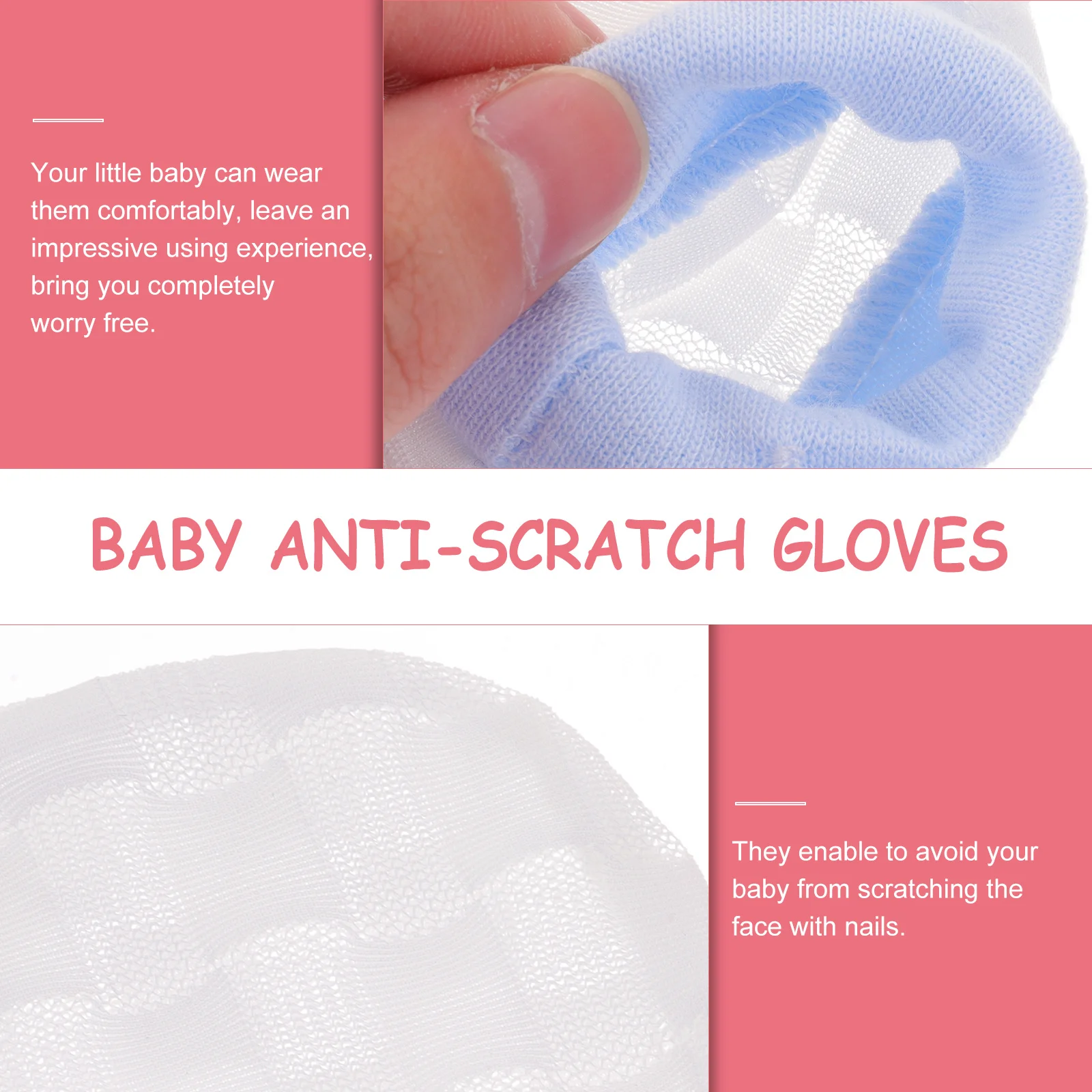

2Pairs Newborn Anti-Scratch Mittens Ice Silk Baby Gloves for Infants 0-6 Months Soft Warm Hand Protection Gear