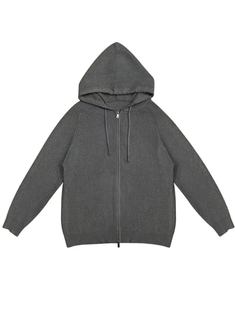 Harajuku Mens Casual Mit Kapuze Pullover Herbst Winter Neue Zipper Langarm Warme Strickjacke Jacke Mode Strickwaren Tops Männlich