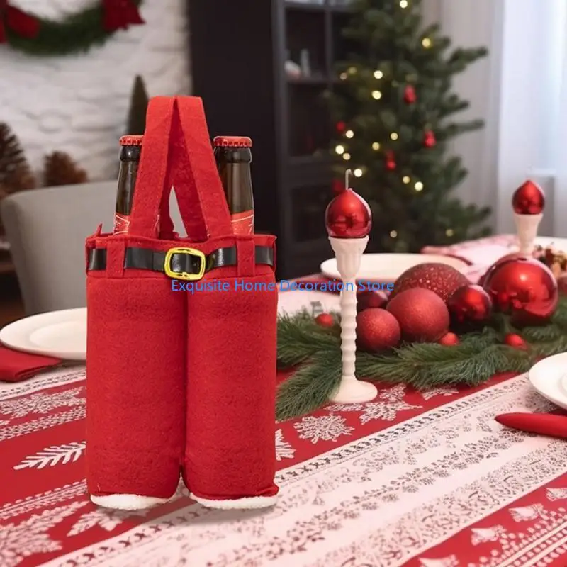 L5BF 10pack Lovely Treat Bags Christmas Decorations Gift Bags Wine Stocking Bottle for Holiday Parties and Family Gatherings