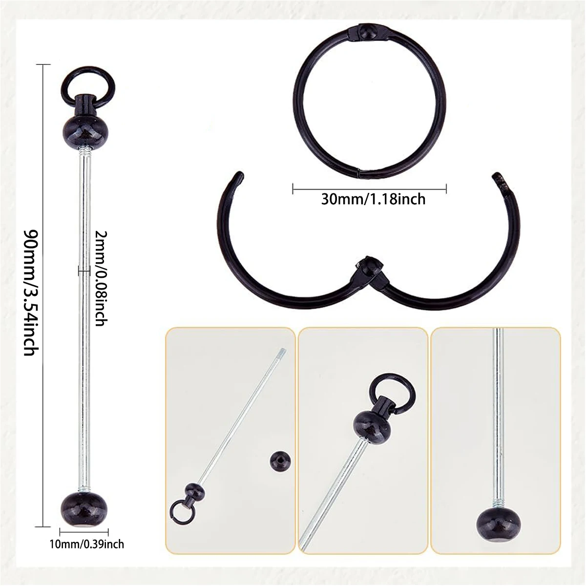 5/10/20Pcs Keychain Bars Beadable Keychains Bulk Metal Ring Blank Key Chain Bar Kit for Beads Diy Bag Charms Pendant Crafts