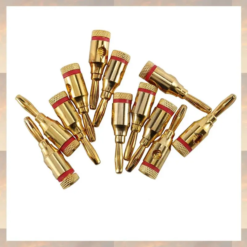 

2025 New-Banana Plugs Open Screw 24K Gold Plated Plugs Audio Jack Connector For Speaker Stereo Cable,240Pack (120 Red, 120 Black