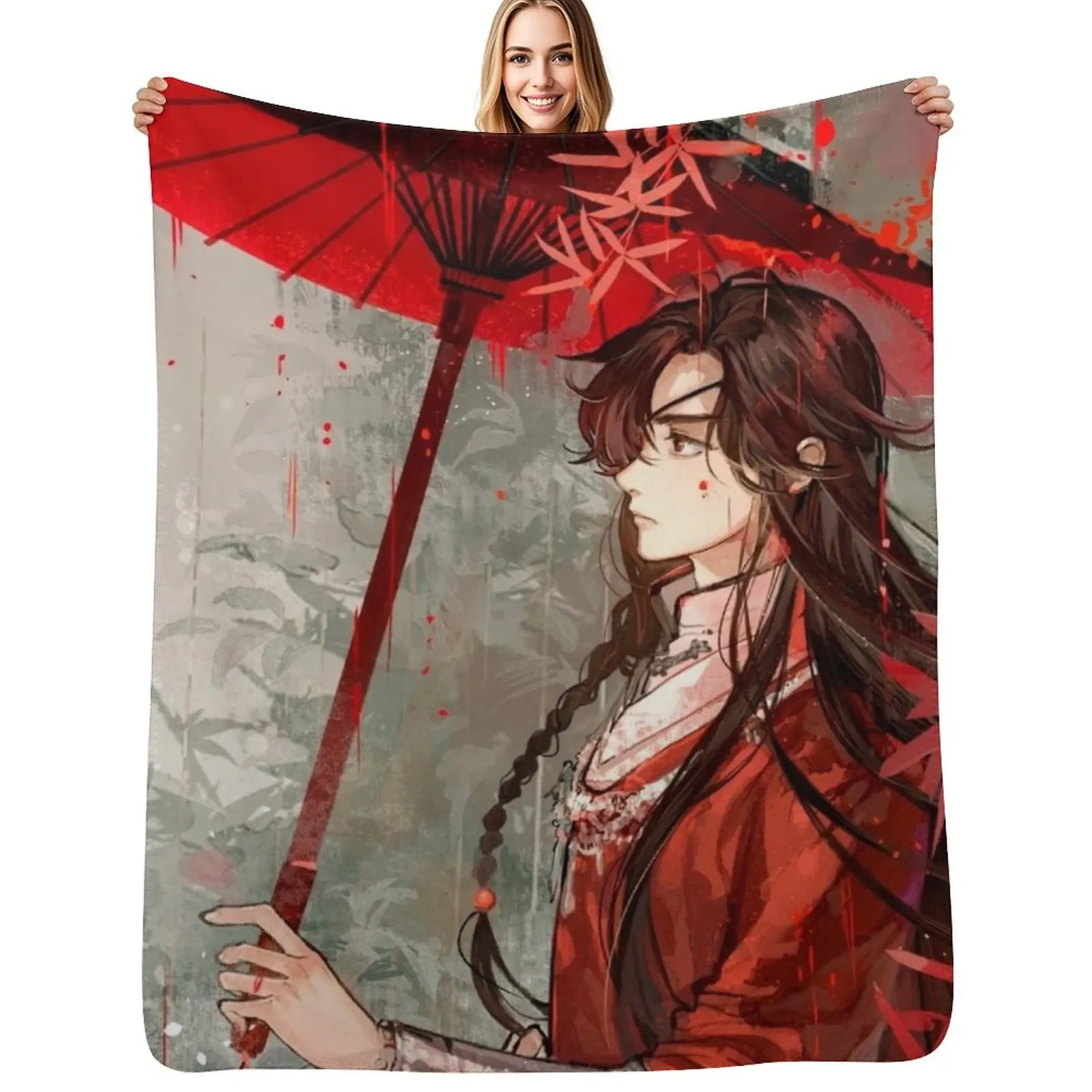 

Heaven Official Blessing Fan Art Throw Blanket Soft Breathable Blanket for Night Sleeping