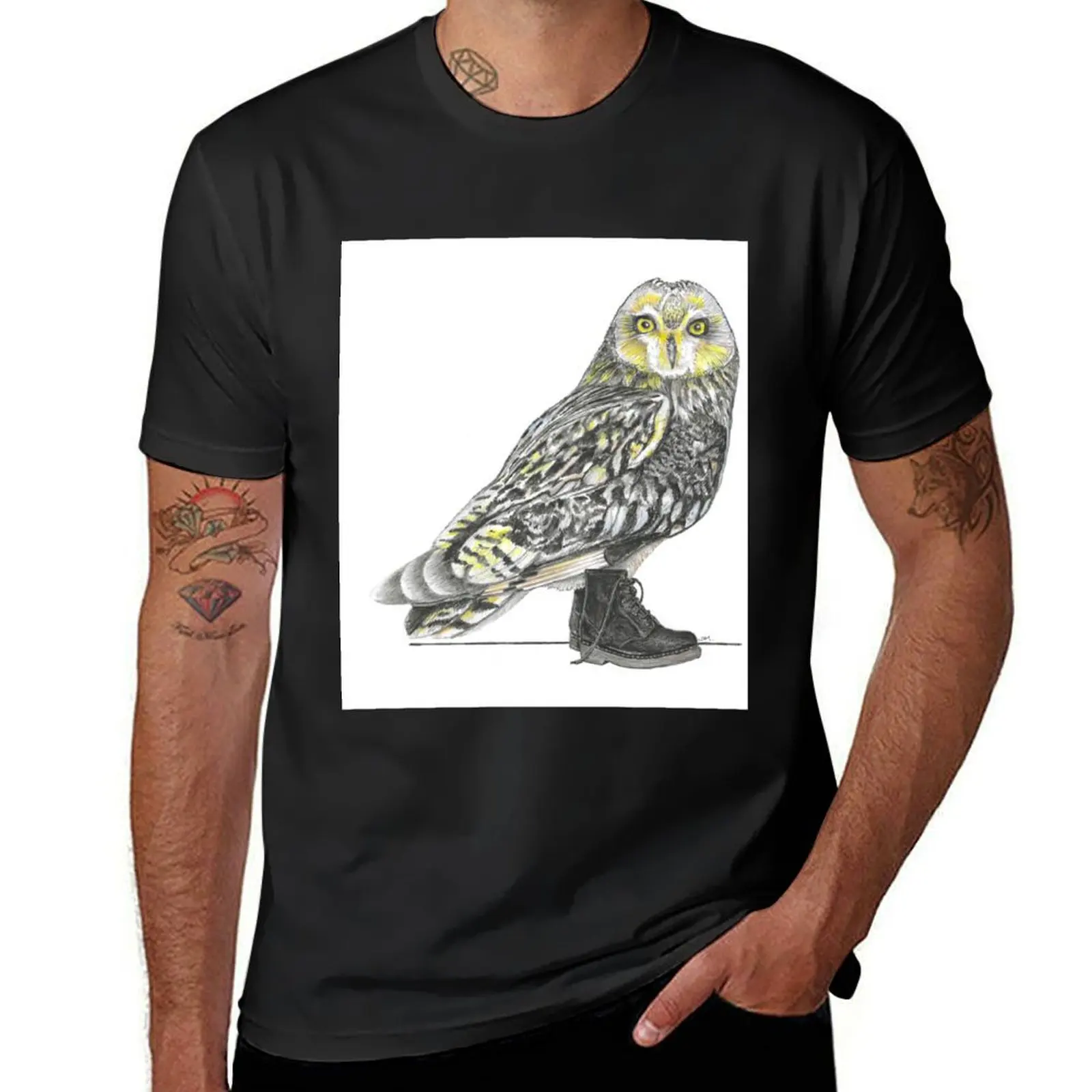 Short-eared Owl in Boots T-Shirt new edition sports fans oversized funny t shirts for men