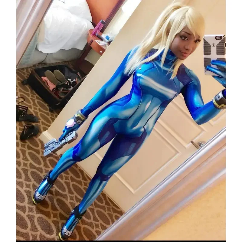Adults kids Samus Aran cosplay costume game Samus zero Aran superhero costumes Halloween party zentai bodysuit