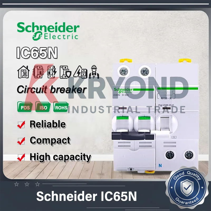 

Schneider IC65N Series 2/3/4P Circuit Breaker with RCD D Type Residual Current Protection for Power and Industrial Applications