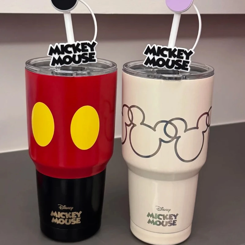 

830 мл настольная чашка с милой ручкой и Микки Маусом, офисная изоляционная и охлаждающая соломинка для девочек, красивая чашка для воды Disney с ручкой