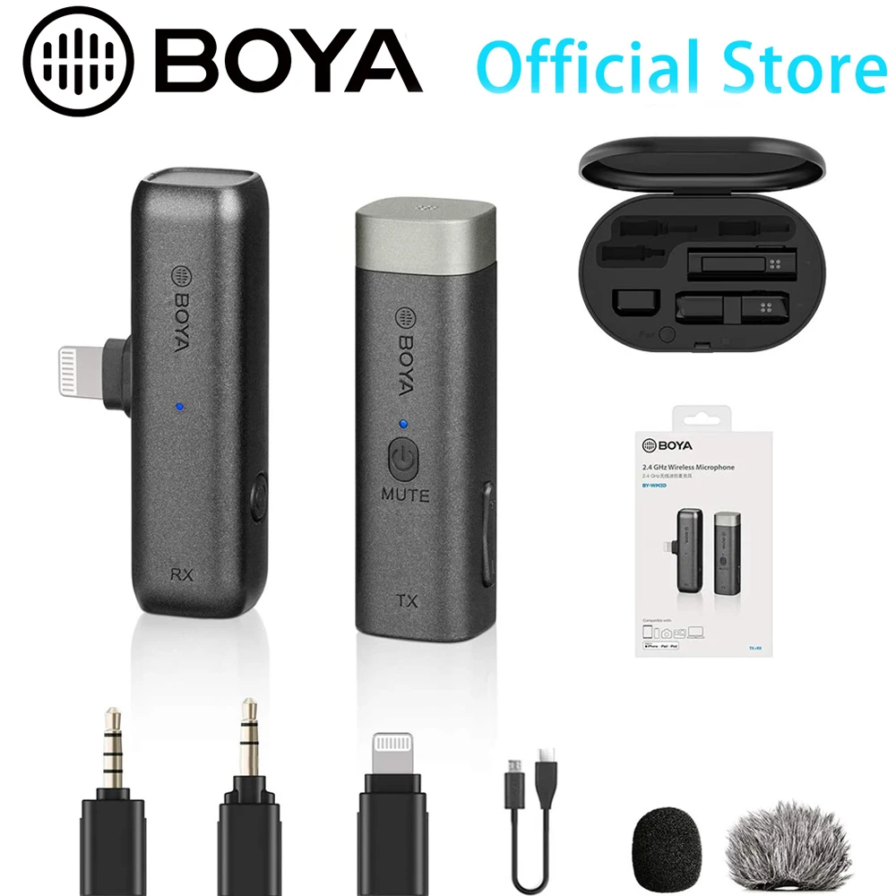 Condenser Wireless Microphone Lavalier Lapel Microphone for PC Mobile iPhone Android DSLRs Youtube Streaming Vlog BOYA BY-WM3