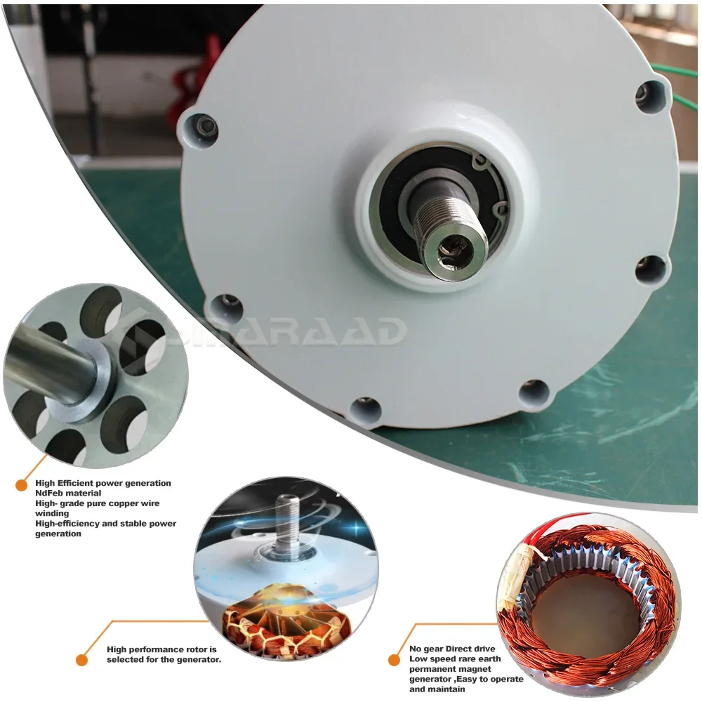 Imagem -04 - Gerador de Ímã Permanente Gearless Usado para Uso Doméstico de Baixa Velocidade Turbinas Eólicas e Turbinas Aquáticas 5000w 12v 48v 220v
