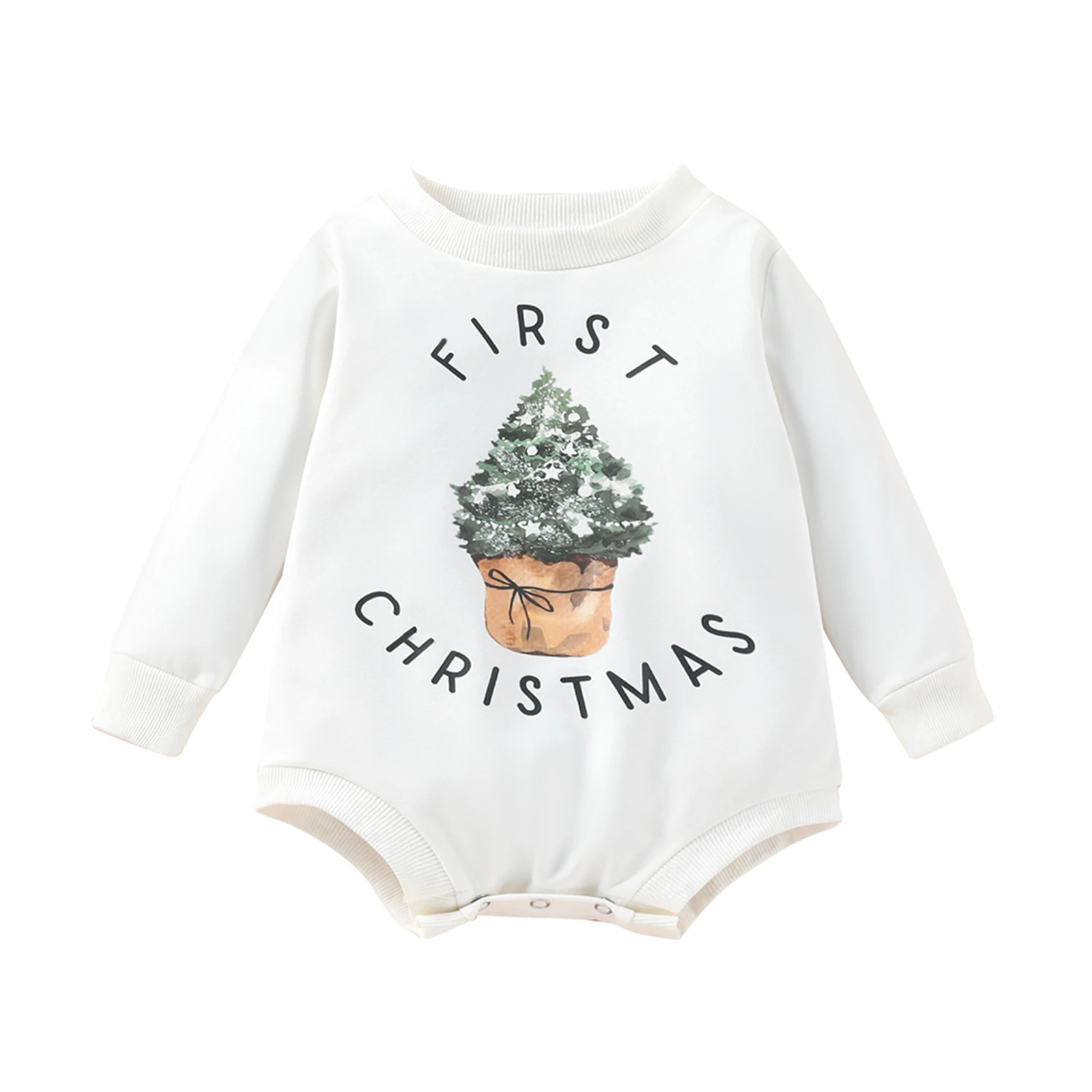 Christmas Intants Baby Long Sleeve Sweatshirt Romper Cute Fall Winter Baby Santa Bodysuit Newborn Outfits Clothes