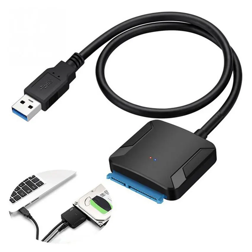 SATA to USB 3.0 Adapter Cable for 3.5/2.5 Inch SSD HDD SATA III Hard Drive Disk Converter Support UASP with 12V Power Adapter