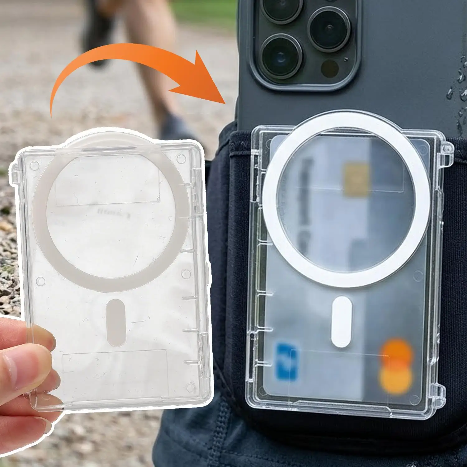 

Transparent Magnetic Card Bag For MagSafe For iPhone Samsung Xiaomi Mi Strong Magnetic Clear Cards Sleeve Case with Holder